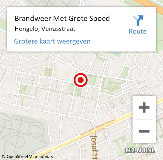 Locatie op kaart van de 112 melding: Brandweer Met Grote Spoed Naar Hengelo, Venusstraat op 6 december 2024 17:41