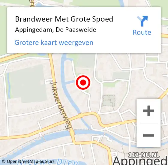 Locatie op kaart van de 112 melding: Brandweer Met Grote Spoed Naar Appingedam, De Paasweide op 6 december 2024 17:49