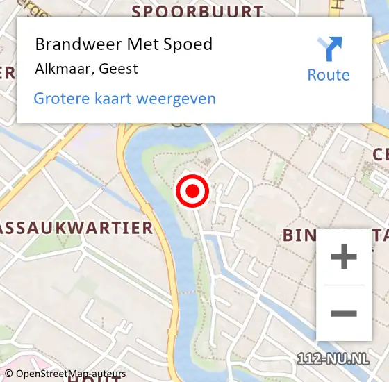 Locatie op kaart van de 112 melding: Brandweer Met Spoed Naar Alkmaar, Geest op 6 december 2024 17:52