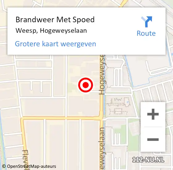 Locatie op kaart van de 112 melding: Brandweer Met Spoed Naar Weesp, Hogeweyselaan op 6 december 2024 18:23