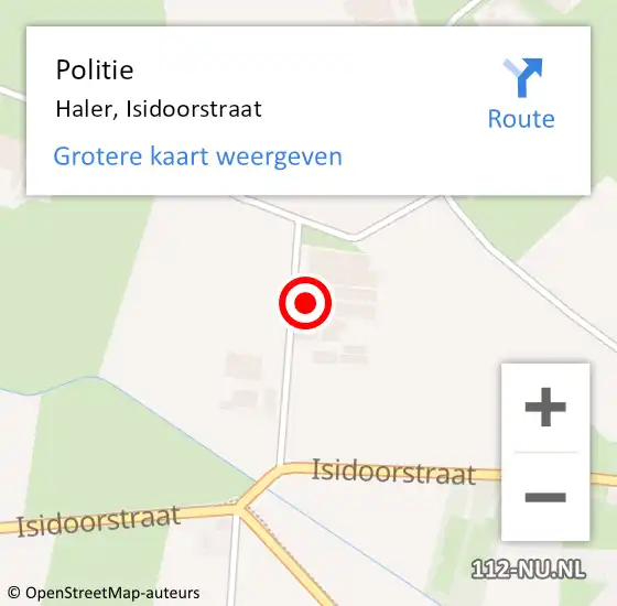 Locatie op kaart van de 112 melding: Politie Haler, Isidoorstraat op 6 december 2024 18:38