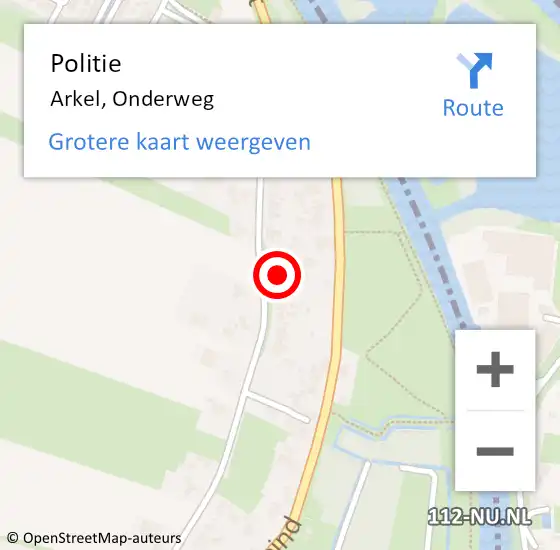 Locatie op kaart van de 112 melding: Politie Arkel, Onderweg op 6 december 2024 18:40