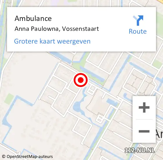 Locatie op kaart van de 112 melding: Ambulance Anna Paulowna, Vossenstaart op 6 december 2024 18:51