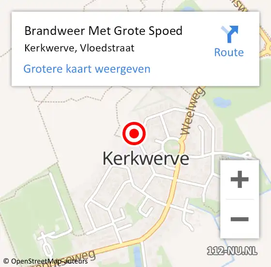 Locatie op kaart van de 112 melding: Brandweer Met Grote Spoed Naar Kerkwerve, Vloedstraat op 6 december 2024 19:00