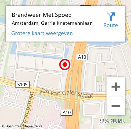 Locatie op kaart van de 112 melding: Brandweer Met Spoed Naar Amsterdam, Gerrie Knetemannlaan op 6 december 2024 19:10