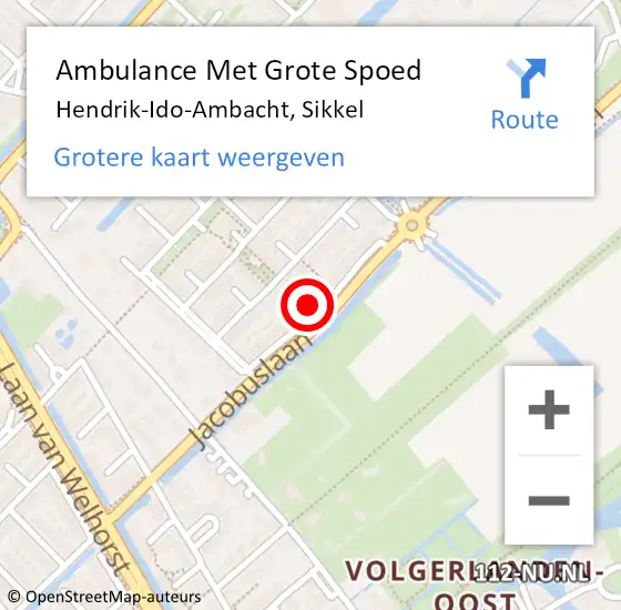 Locatie op kaart van de 112 melding: Ambulance Met Grote Spoed Naar Hendrik-Ido-Ambacht, Sikkel op 6 december 2024 19:34