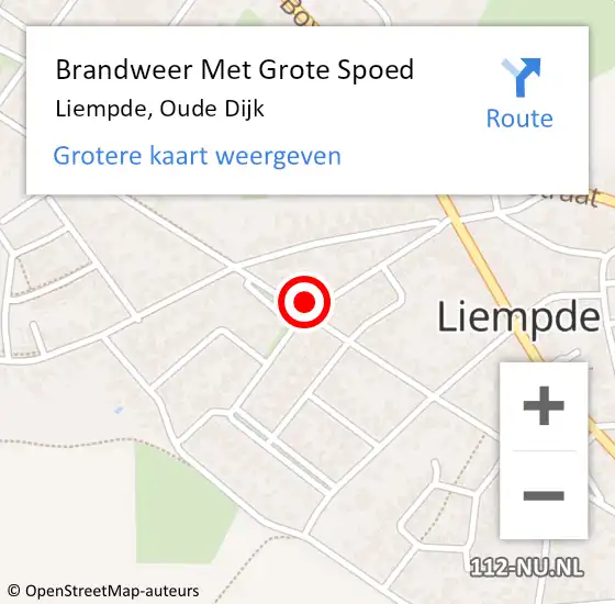 Locatie op kaart van de 112 melding: Brandweer Met Grote Spoed Naar Liempde, Oude Dijk op 6 december 2024 19:41