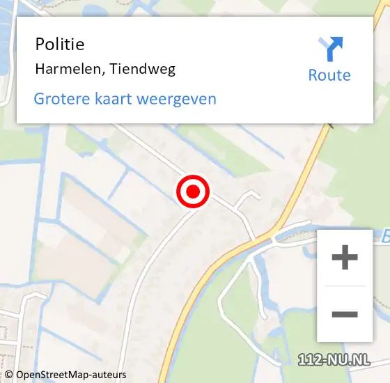 Locatie op kaart van de 112 melding: Politie Harmelen, Tiendweg op 6 december 2024 19:48