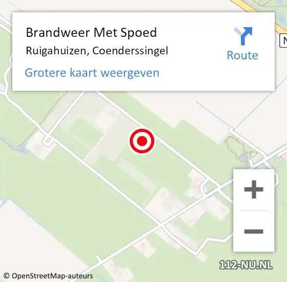 Locatie op kaart van de 112 melding: Brandweer Met Spoed Naar Ruigahuizen, Coenderssingel op 6 december 2024 20:04