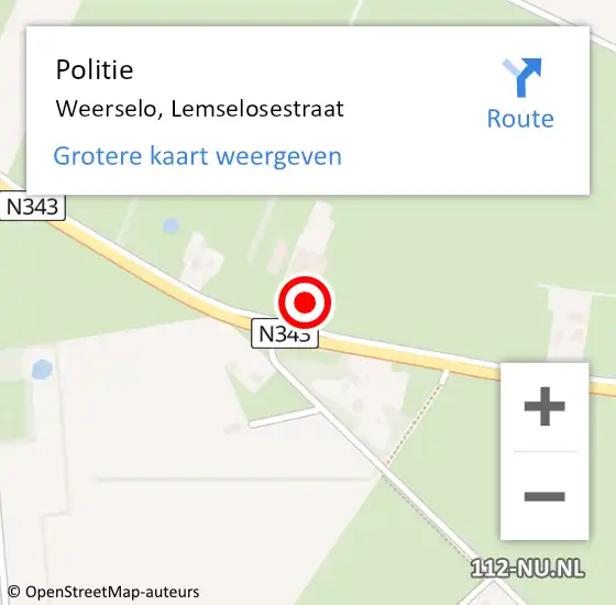 Locatie op kaart van de 112 melding: Politie Weerselo, Lemselosestraat op 6 december 2024 20:33