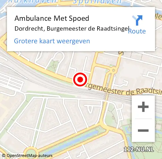 Locatie op kaart van de 112 melding: Ambulance Met Spoed Naar Dordrecht, Burgemeester de Raadtsingel op 6 december 2024 20:34