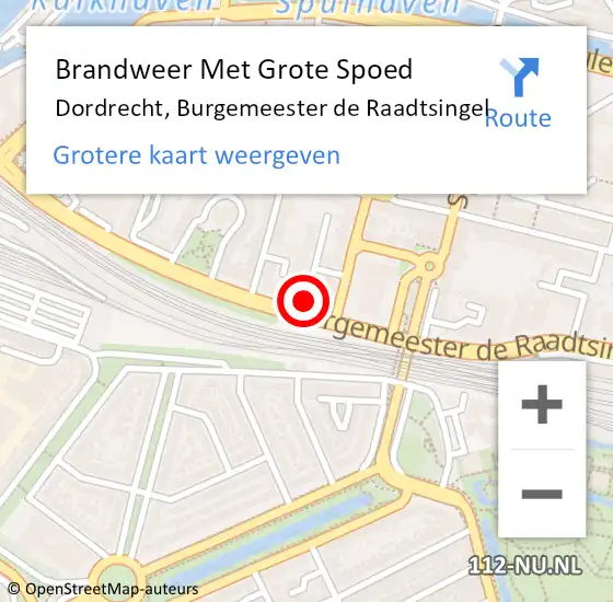 Locatie op kaart van de 112 melding: Brandweer Met Grote Spoed Naar Dordrecht, Burgemeester de Raadtsingel op 6 december 2024 20:36