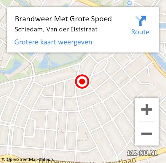 Locatie op kaart van de 112 melding: Brandweer Met Grote Spoed Naar Schiedam, Van der Elststraat op 6 december 2024 20:42