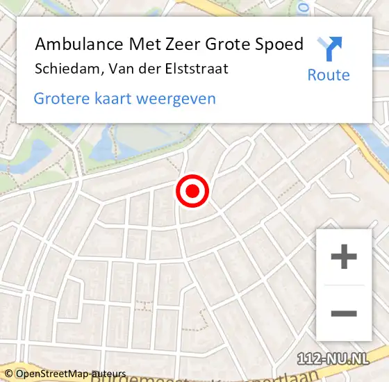 Locatie op kaart van de 112 melding: Ambulance Met Zeer Grote Spoed Naar Schiedam, Van der Elststraat op 6 december 2024 20:43