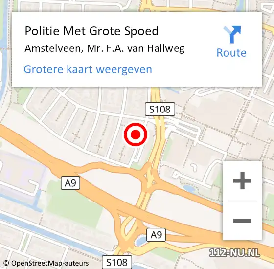 Locatie op kaart van de 112 melding: Politie Met Grote Spoed Naar Amstelveen, Mr. F.A. van Hallweg op 6 december 2024 20:54