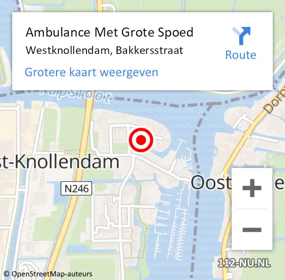 Locatie op kaart van de 112 melding: Ambulance Met Grote Spoed Naar Westknollendam, Bakkersstraat op 6 december 2024 20:55