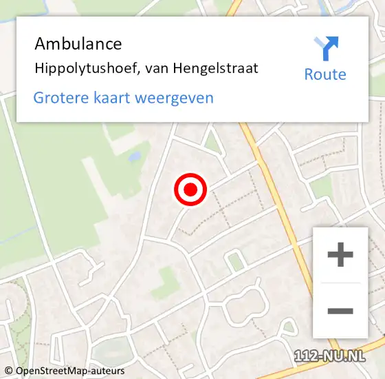 Locatie op kaart van de 112 melding: Ambulance Hippolytushoef, van Hengelstraat op 6 december 2024 20:57