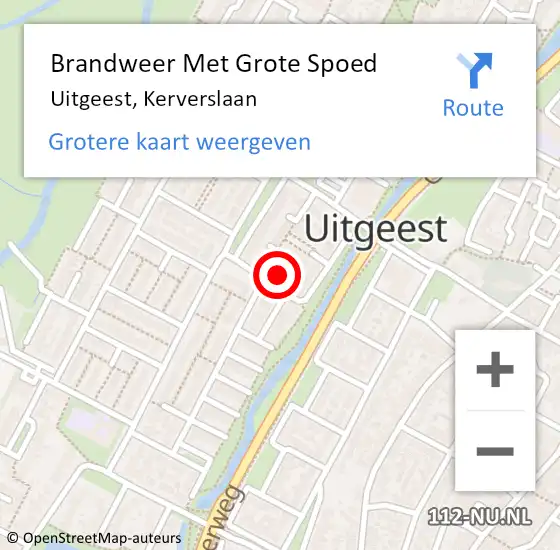 Locatie op kaart van de 112 melding: Brandweer Met Grote Spoed Naar Uitgeest, Kerverslaan op 6 december 2024 21:23