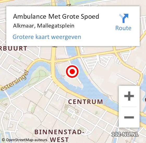 Locatie op kaart van de 112 melding: Ambulance Met Grote Spoed Naar Alkmaar, Mallegatsplein op 6 december 2024 21:30