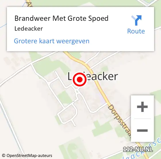 Locatie op kaart van de 112 melding: Brandweer Met Grote Spoed Naar Ledeacker op 6 december 2024 21:39