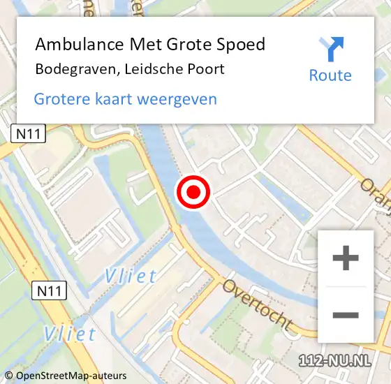 Locatie op kaart van de 112 melding: Ambulance Met Grote Spoed Naar Bodegraven, Leidsche Poort op 6 december 2024 21:42