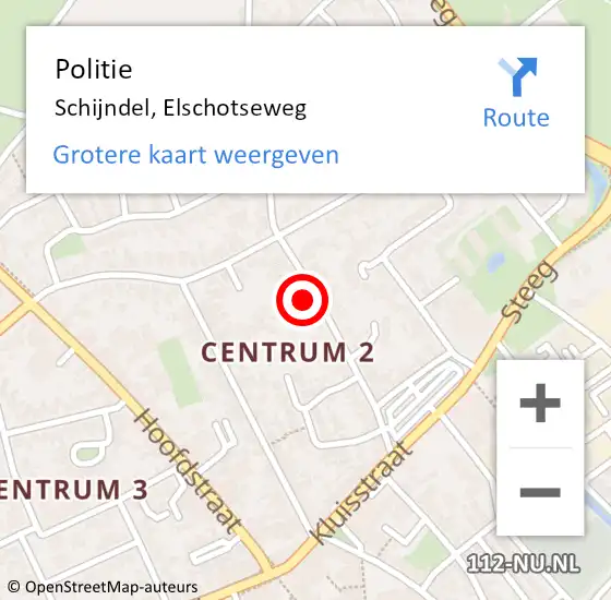 Locatie op kaart van de 112 melding: Politie Schijndel, Elschotseweg op 6 december 2024 21:46