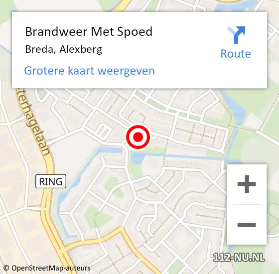 Locatie op kaart van de 112 melding: Brandweer Met Spoed Naar Breda, Alexberg op 6 december 2024 21:48