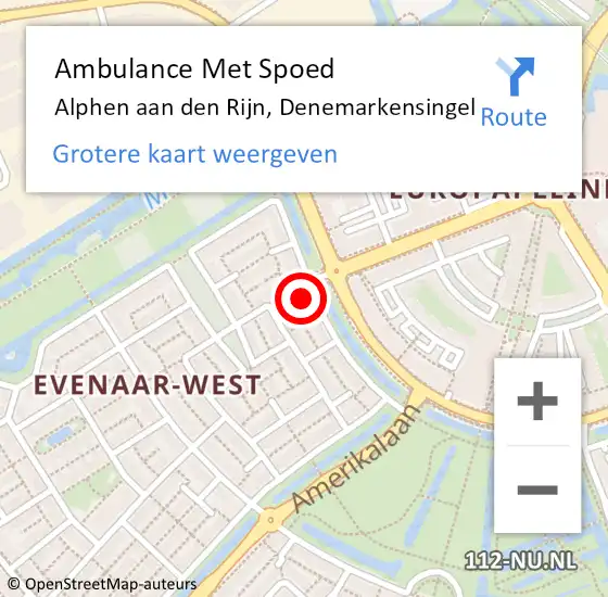 Locatie op kaart van de 112 melding: Ambulance Met Spoed Naar Alphen aan den Rijn, Denemarkensingel op 6 december 2024 22:20