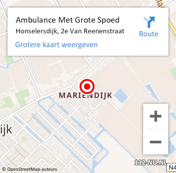 Locatie op kaart van de 112 melding: Ambulance Met Grote Spoed Naar Honselersdijk, 2e Van Reenenstraat op 6 december 2024 22:22