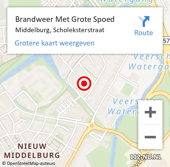 Locatie op kaart van de 112 melding: Brandweer Met Grote Spoed Naar Middelburg, Scholeksterstraat op 6 december 2024 22:29