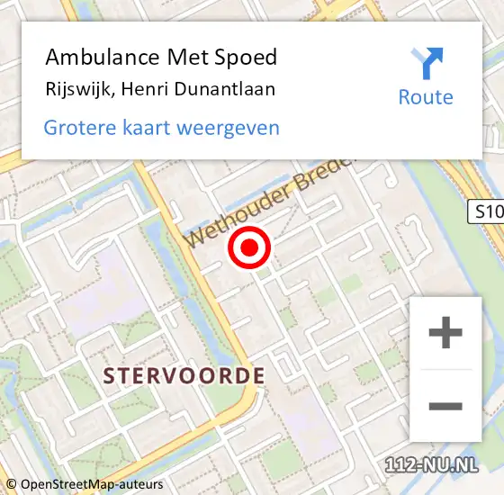 Locatie op kaart van de 112 melding: Ambulance Met Spoed Naar Rijswijk, Henri Dunantlaan op 6 december 2024 22:33