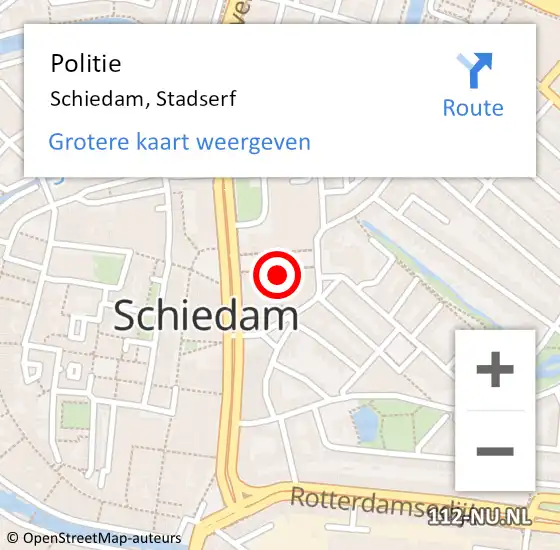 Locatie op kaart van de 112 melding: Politie Schiedam, Stadserf op 6 december 2024 22:39