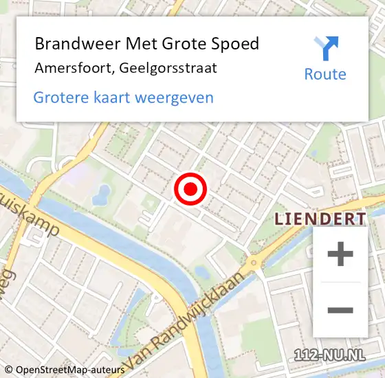 Locatie op kaart van de 112 melding: Brandweer Met Grote Spoed Naar Amersfoort, Geelgorsstraat op 6 december 2024 22:47