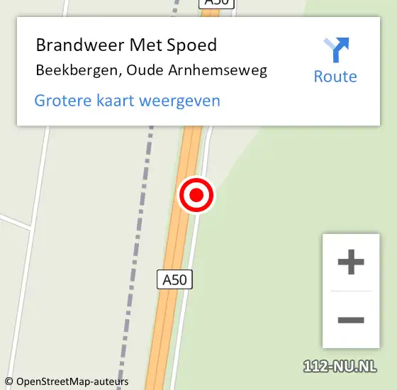 Locatie op kaart van de 112 melding: Brandweer Met Spoed Naar Beekbergen, Oude Arnhemseweg op 6 december 2024 23:14