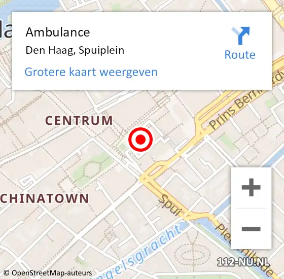 Locatie op kaart van de 112 melding: Ambulance Den Haag, Spuiplein op 6 december 2024 23:15