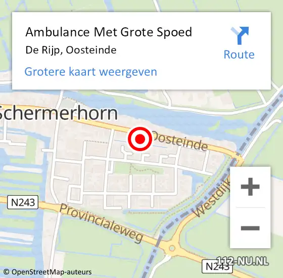 Locatie op kaart van de 112 melding: Ambulance Met Grote Spoed Naar De Rijp, Oosteinde op 6 december 2024 23:17