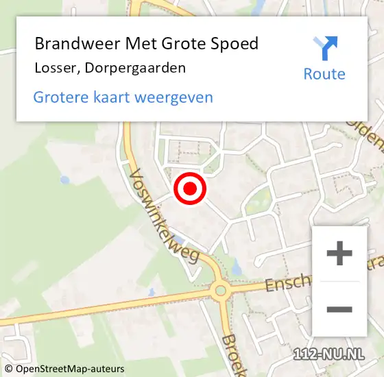 Locatie op kaart van de 112 melding: Brandweer Met Grote Spoed Naar Losser, Dorpergaarden op 6 december 2024 23:35