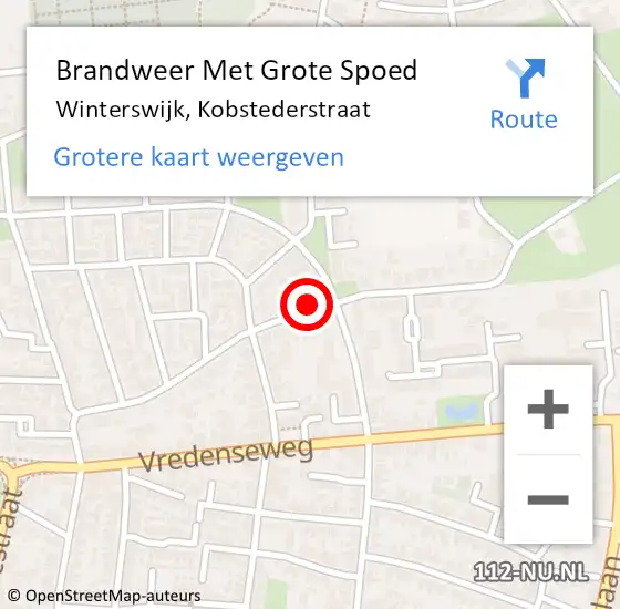 Locatie op kaart van de 112 melding: Brandweer Met Grote Spoed Naar Winterswijk, Kobstederstraat op 6 december 2024 23:36