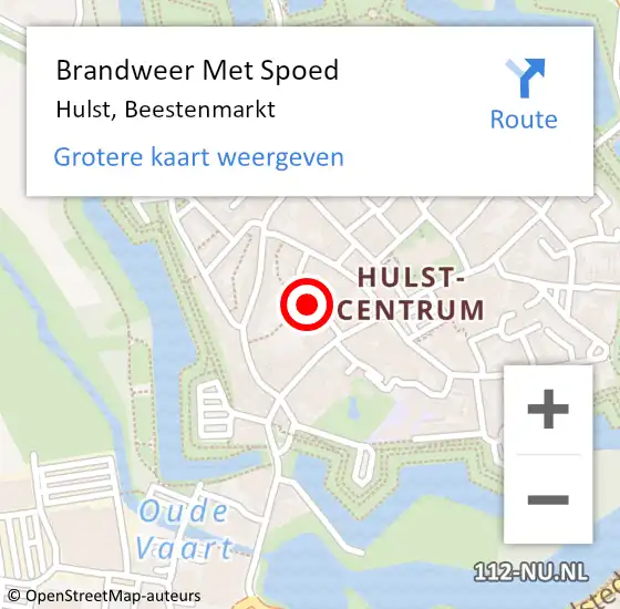 Locatie op kaart van de 112 melding: Brandweer Met Spoed Naar Hulst, Beestenmarkt op 6 december 2024 23:46