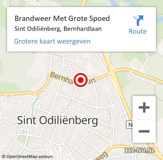 Locatie op kaart van de 112 melding: Brandweer Met Grote Spoed Naar Sint Odiliënberg, Bernhardlaan op 6 december 2024 23:55