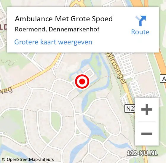 Locatie op kaart van de 112 melding: Ambulance Met Grote Spoed Naar Roermond, Dennemarkenhof op 6 december 2024 23:57