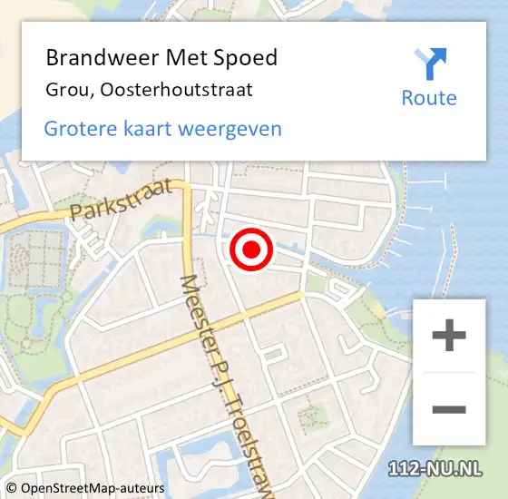 Locatie op kaart van de 112 melding: Brandweer Met Spoed Naar Grou, Oosterhoutstraat op 7 december 2024 00:53