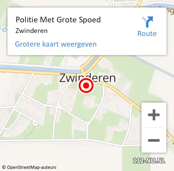 Locatie op kaart van de 112 melding: Politie Met Grote Spoed Naar Zwinderen op 7 december 2024 00:59