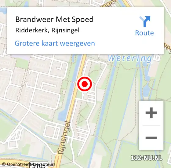 Locatie op kaart van de 112 melding: Brandweer Met Spoed Naar Ridderkerk, Rijnsingel op 7 december 2024 01:18