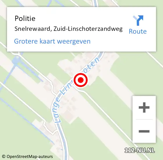 Locatie op kaart van de 112 melding: Politie Snelrewaard, Zuid-Linschoterzandweg op 7 december 2024 02:25