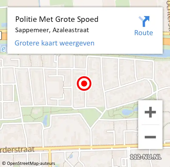 Locatie op kaart van de 112 melding: Politie Met Grote Spoed Naar Sappemeer, Azaleastraat op 7 december 2024 02:39