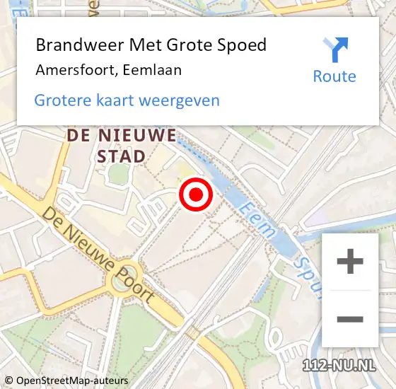 Locatie op kaart van de 112 melding: Brandweer Met Grote Spoed Naar Amersfoort, Eemlaan op 7 december 2024 02:49