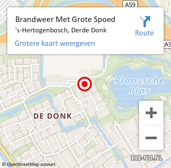 Locatie op kaart van de 112 melding: Brandweer Met Grote Spoed Naar 's-Hertogenbosch, Derde Donk op 7 december 2024 04:17