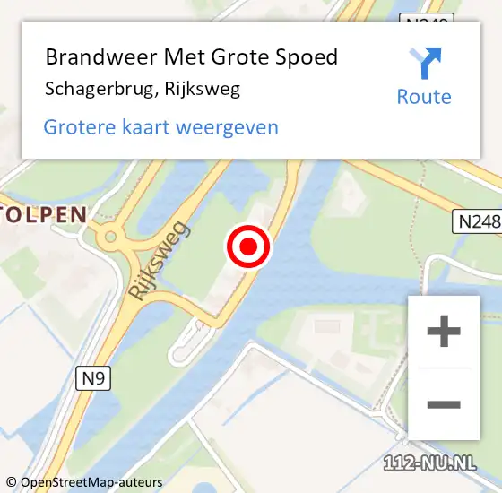 Locatie op kaart van de 112 melding: Brandweer Met Grote Spoed Naar Schagerbrug, Rijksweg op 7 december 2024 04:34