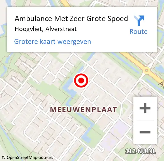 Locatie op kaart van de 112 melding: Ambulance Met Zeer Grote Spoed Naar Hoogvliet, Alverstraat op 7 december 2024 05:07